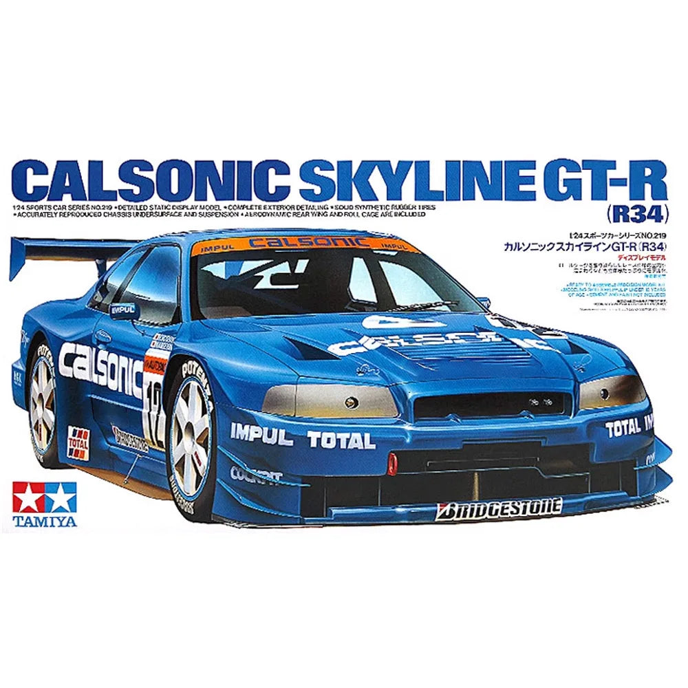 Tamiya 24219 1/24 Calsonic Skyline GT-R R34 Racing Sports Vehicle Car Series NO.90 Hobby Plastic Model Building Kit