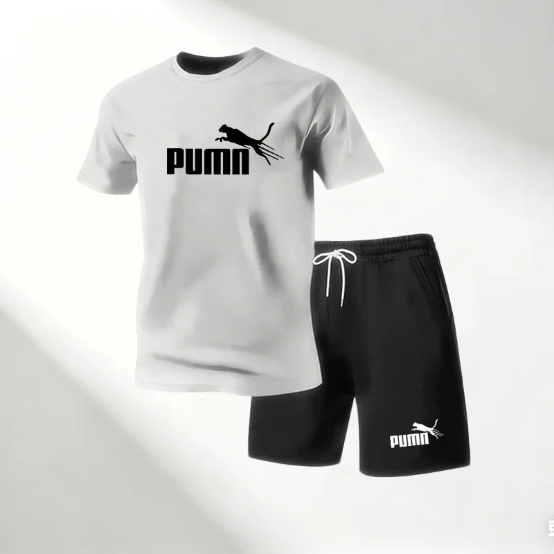 Hot Sale 2026 Men's T-Shirts Sets O-Neck Short Sleeve+Sports Shorts Quick Dry Casual Street Fashion Home Outdoor Running 2 Piece