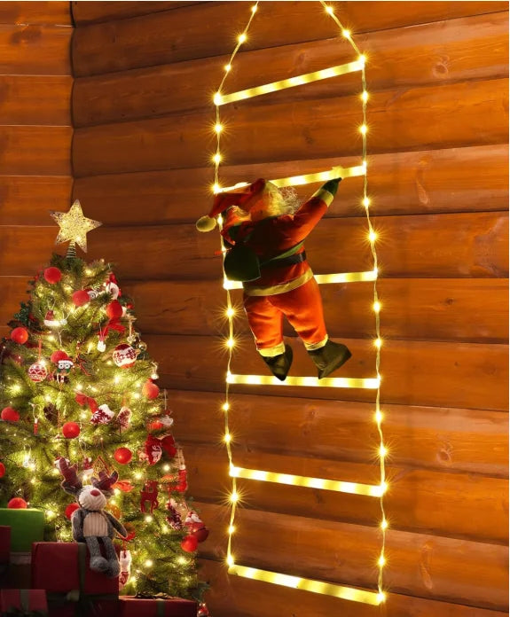 1.5/3M Christmas Decoration LED Santa Claus Climbing Ladder Light USB Plug 8 Flashing Modes Suitable Home Xmas Tree Wall Window