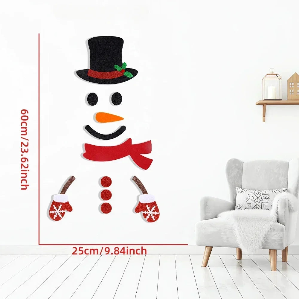 Christmas Wall Stickers - Felt Santa Snowman Door Decor