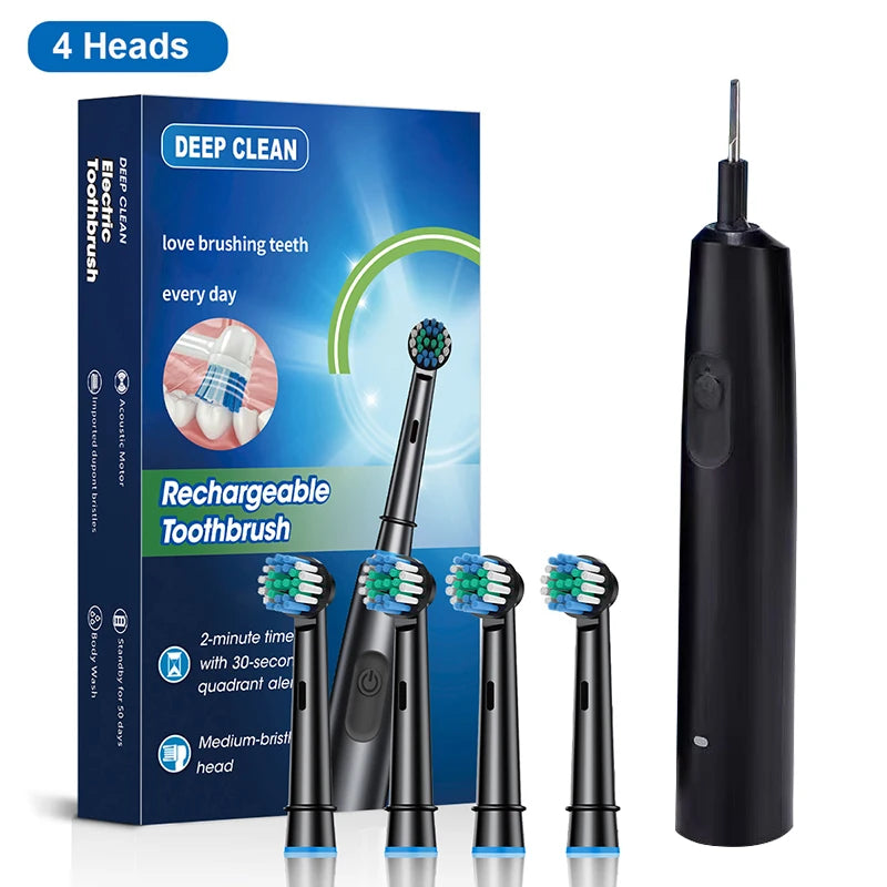 Electric Toothbrush - Rotary Rechargeable Adult Toothbrush Set