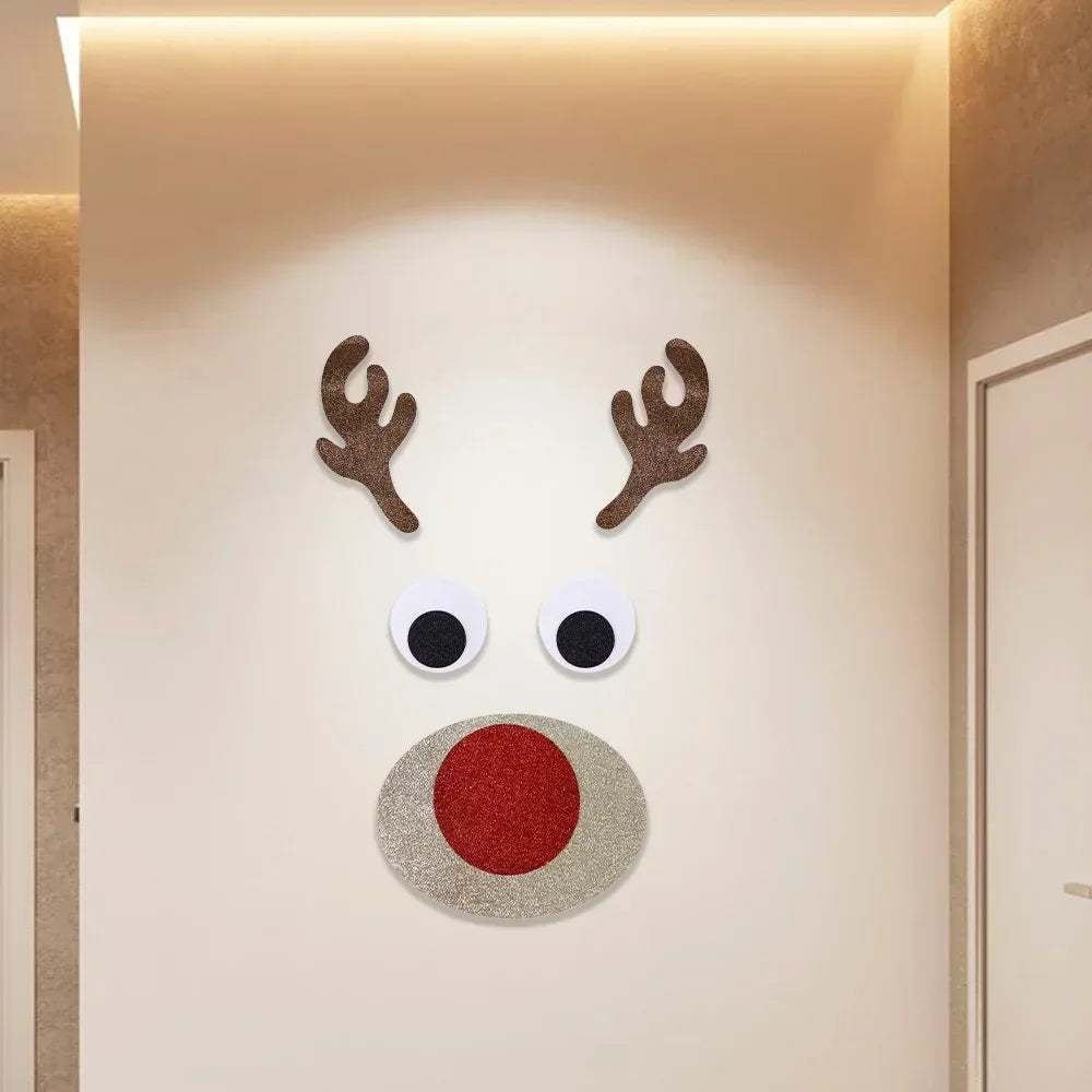Christmas Wall Stickers - Felt Santa Snowman Door Decor