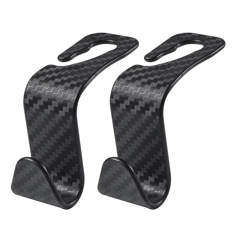 Car Seat Headrest Hook - 4Pcs Carbon Fibre Organizer Hanger