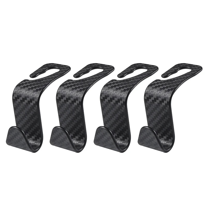 Car Seat Headrest Hook - 4Pcs Carbon Fibre Organizer Hanger