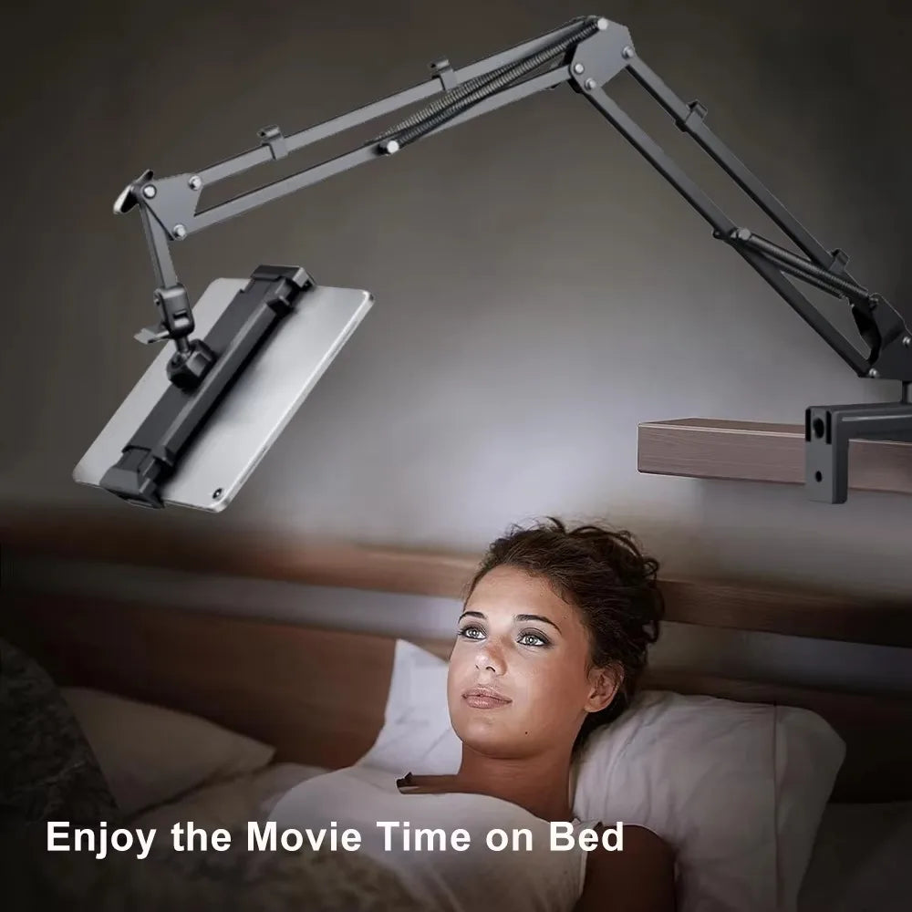 Tablet Holder for Bed with 90cm Metal Arm 360 ° Rotating Bed Tablet Mount Stand for iPad Stand 4.5~11 Inch Phone Tablet Bracket