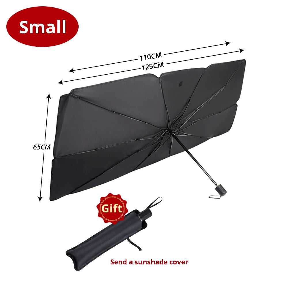 Car Windshield Sunshade - Foldable Umbrella Style Front Cover