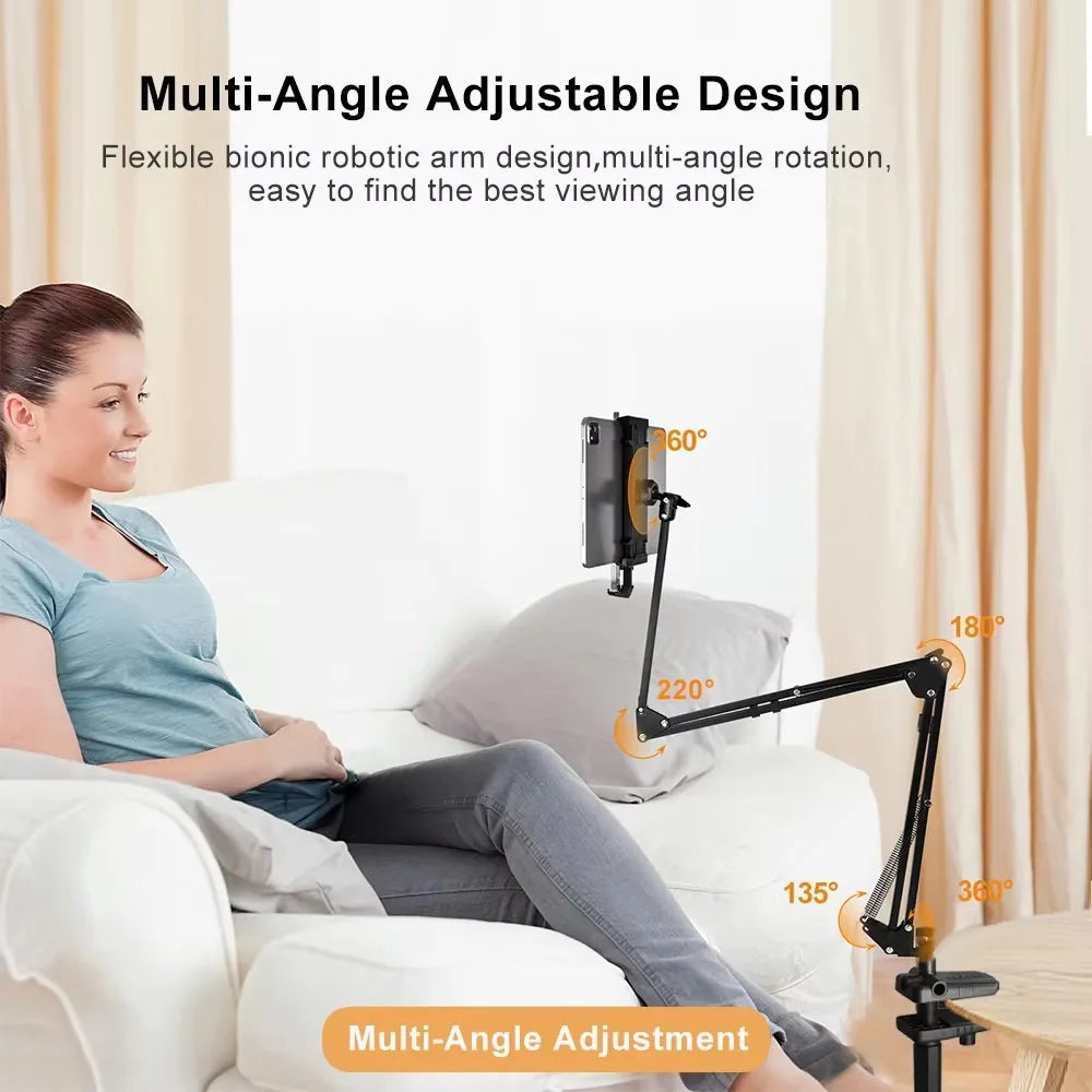 Tablet Holder for Bed with 90cm Metal Arm 360 ° Rotating Bed Tablet Mount Stand for iPad Stand 4.5~11 Inch Phone Tablet Bracket