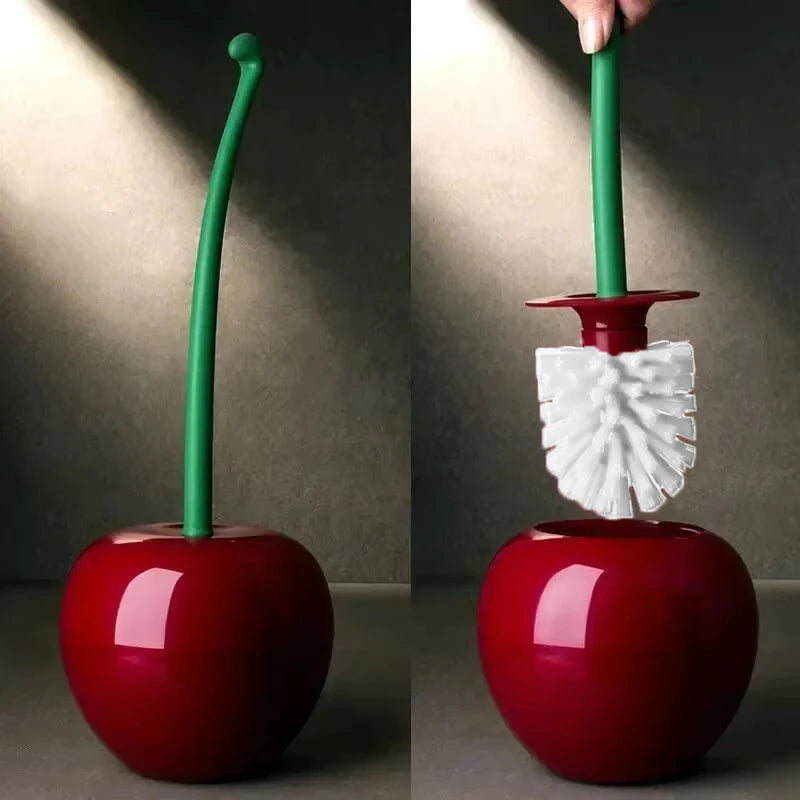 Cherry Toilet Brush - Creative Red Lavatory Holder Set