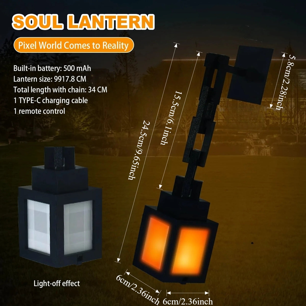 Pixel Style Night Light - RGB Remote Tabletop Lantern