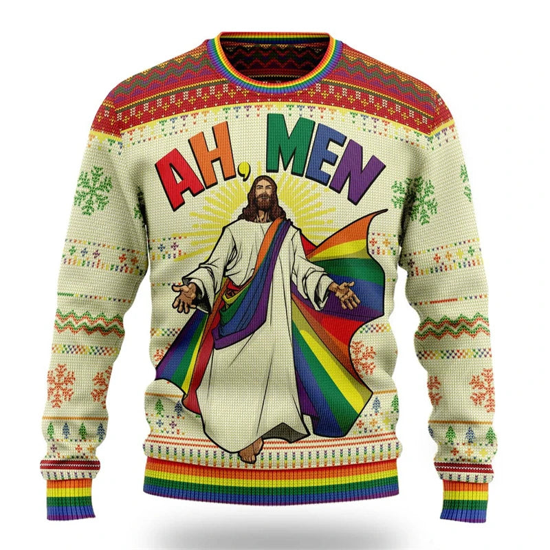 Ugly Christmas Sweater - Cartoon Santa Graphic Sweatshirt