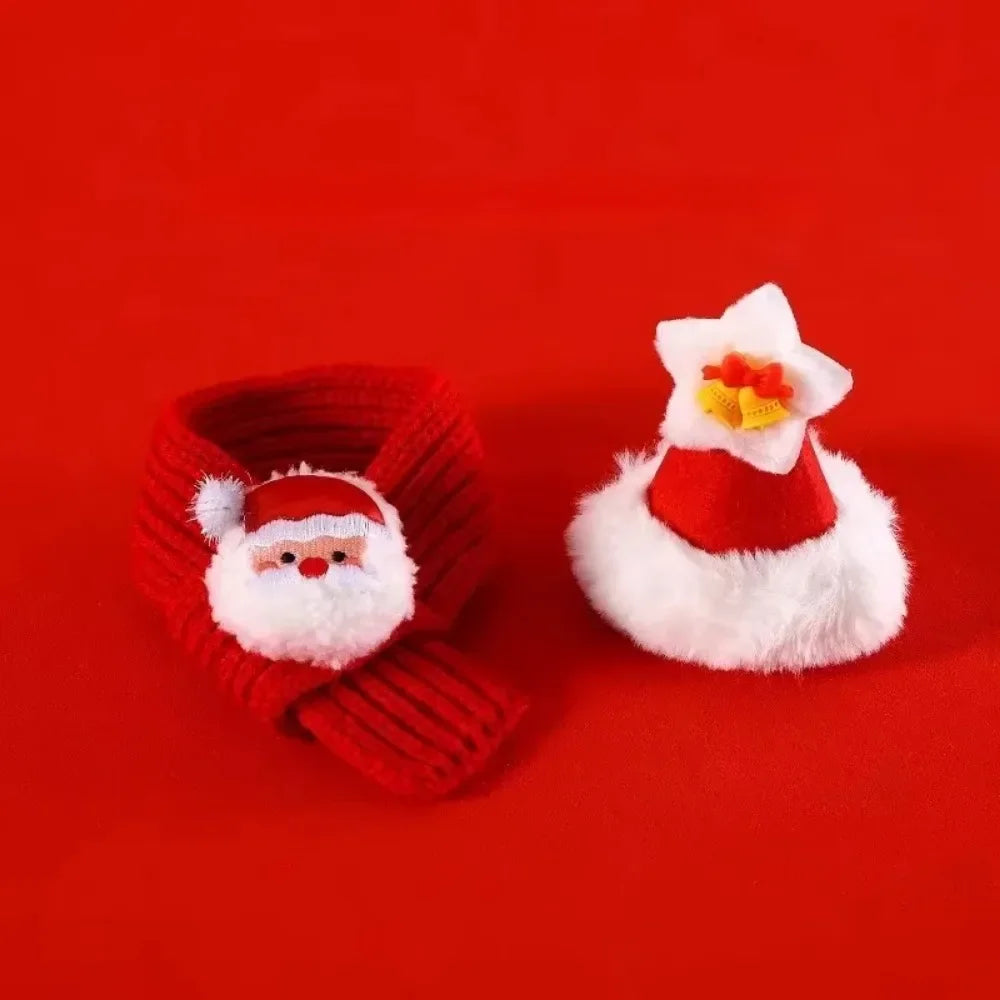 Pet Christmas Costume - Santa Hat & Knitted Scarf Set