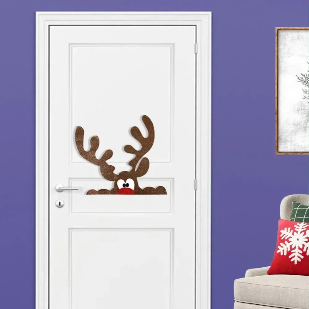 Christmas Wall Stickers - Felt Santa Snowman Door Decor