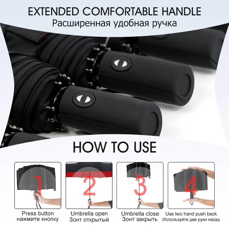 Windproof Automatic Umbrella - Double Layer Resistant Rain Gear
