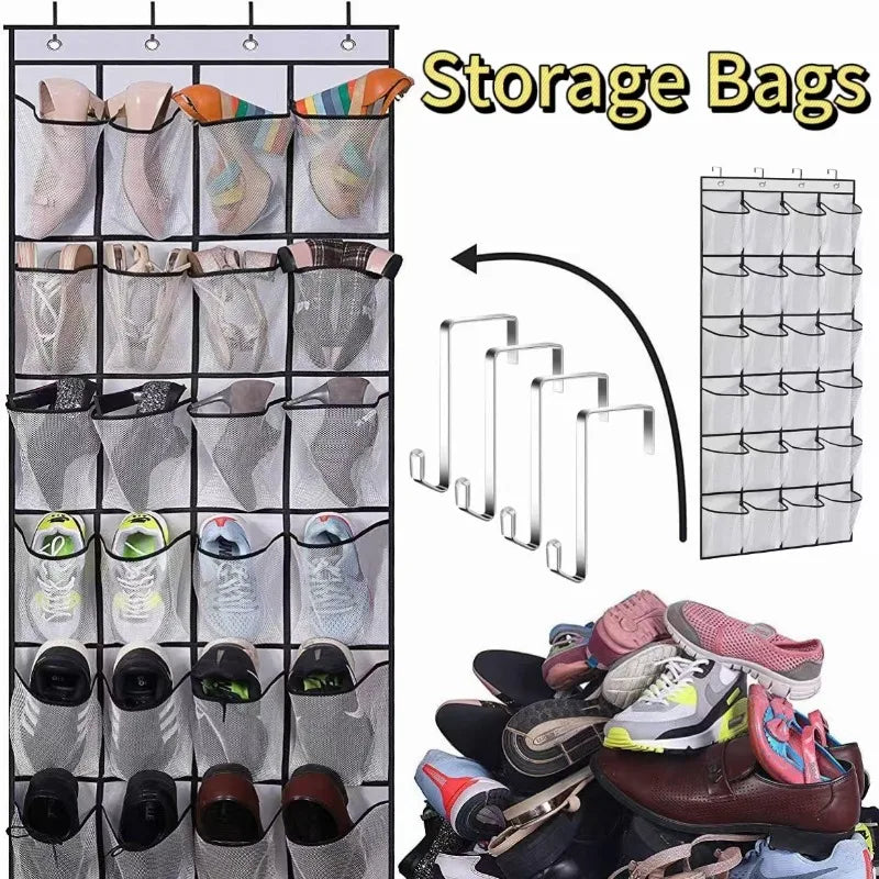 Over The Door Shoe Organizer - Large Mesh Pocket Storage Bag