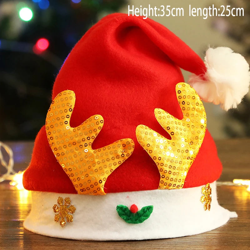 Christmas Santa Hat - Plush Knitted Adult Holiday Party Costume