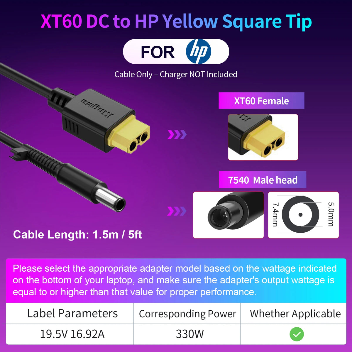 330W GaN Laptop Charger - XT60 to DC Power Adapter