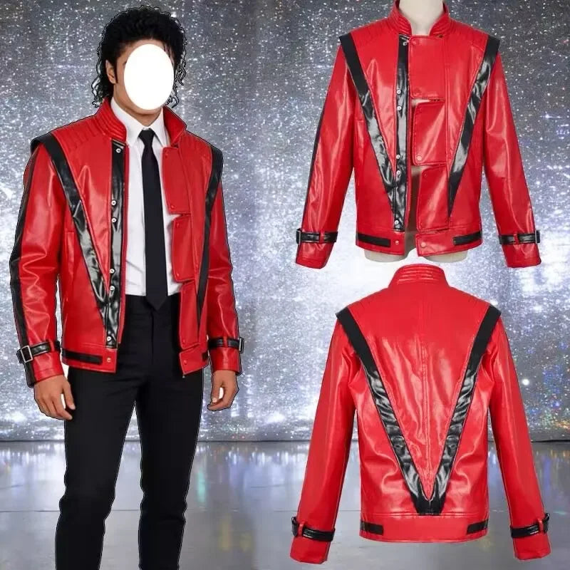 Michael Jackson Costume - Red Faux Leather Stage Outfit