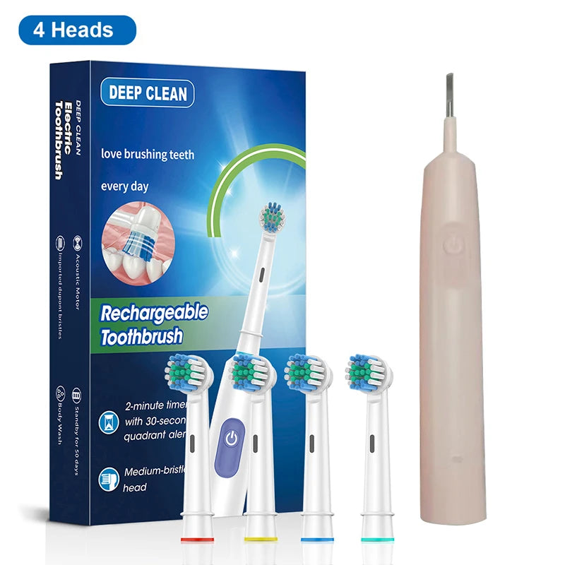 Electric Toothbrush - Rotary Rechargeable Adult Toothbrush Set