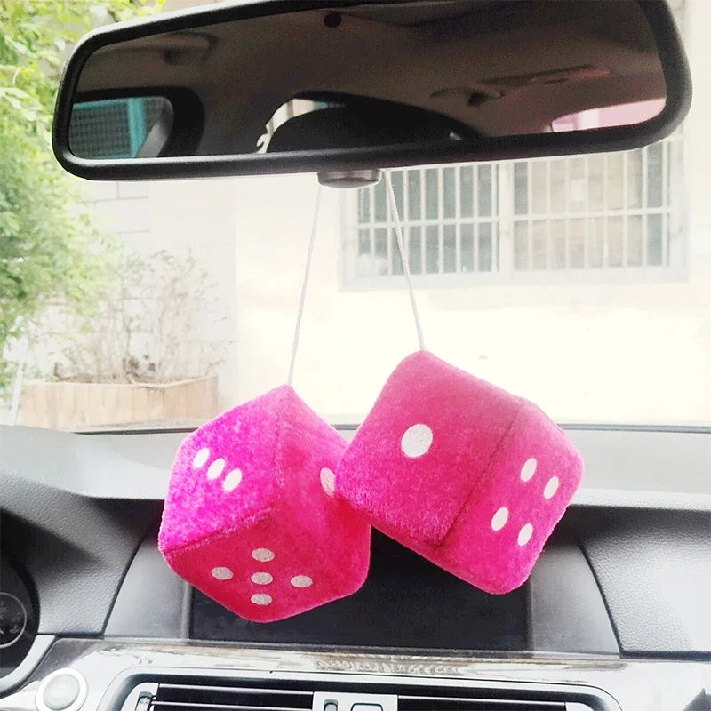 Fuzzy Dice For Car - Rear View Mirror Hanging Decoration