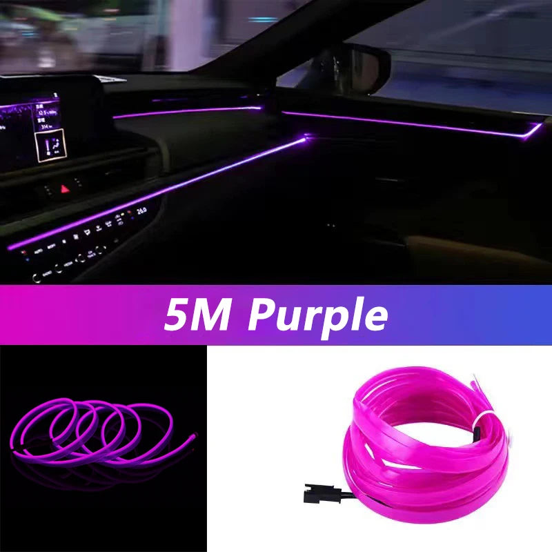 Car Interior LED Strip Light - 5M Neon EL Wire Ambient Lamp