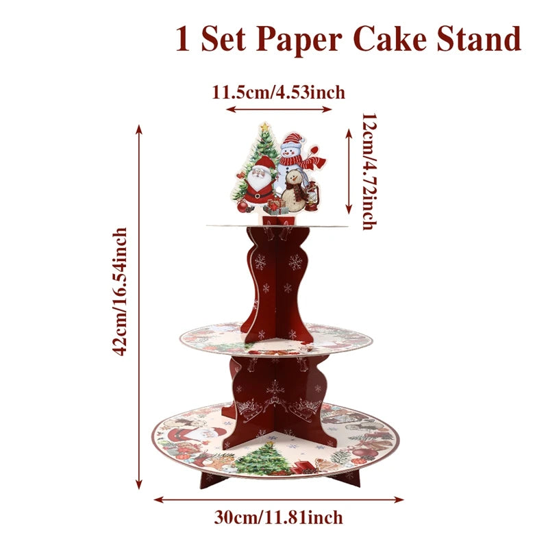3 Tier Christmas Cake Stand Christmas Decoration for Home 2025 Cake Dessert Stand Xmas Ornament Navidad Natal New Year Gift 2026