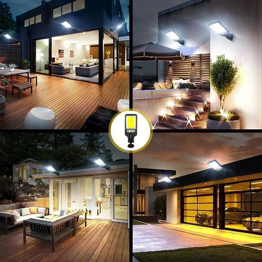 Powerful LED Solar Outdoor Led Courtyard Wall Lamp Rechargeable Human Body Induction Garden Terrace Garage Door Street Lighting