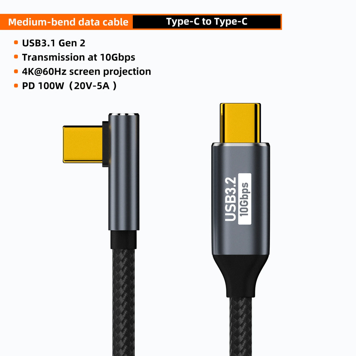 NEXUS-10G TACTICAL LINK | 100W PD / 10Gbps 4K@60Hz Right-Angle Cable