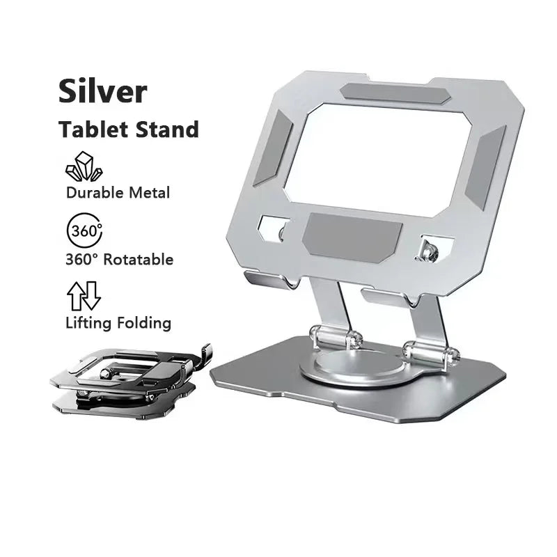 360 Degree Adjustable Foldable Desktop Phone Tablet Metal Stand, Sturdy and Durable, Suitable for 4.7-12 Inch iPad Pro/Air/Mini