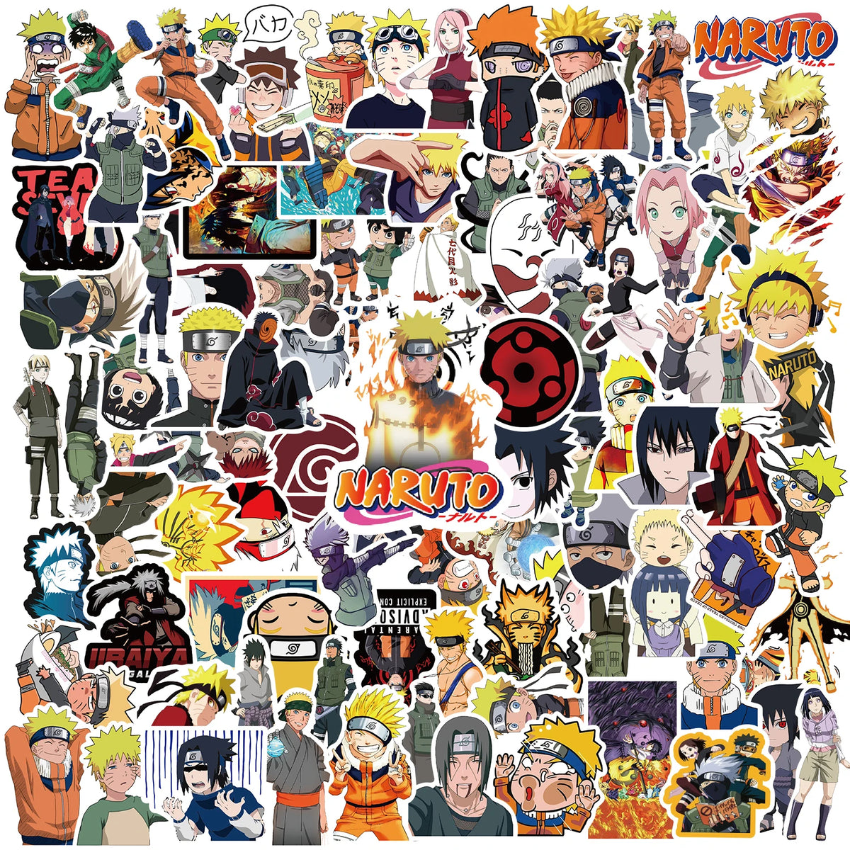 50/100PCS Naruto Anime Sasuke Decals Graffiti Stickers Phone Guitar Laptop Notebook Suitcase Waterproof Sticker Kids Toys