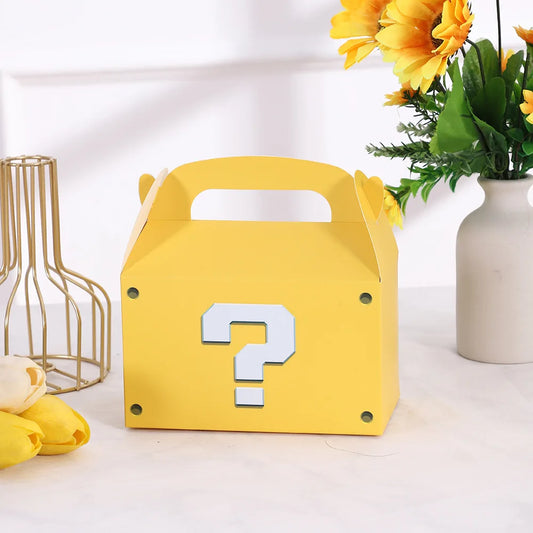 12/24/36pcs Yellow Question Mark Hand-Held Paper Box Birthday Party Decoration Gift Box Candy Box Event Festival Supplies