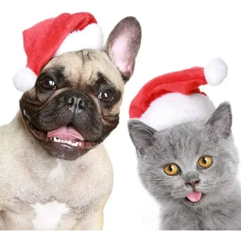 Christmas Pet Santa Hat Red Plush Soft Holiday Cap for Dogs and Cats Festive Party Costume Accessory Cute Photoshoot Decoration