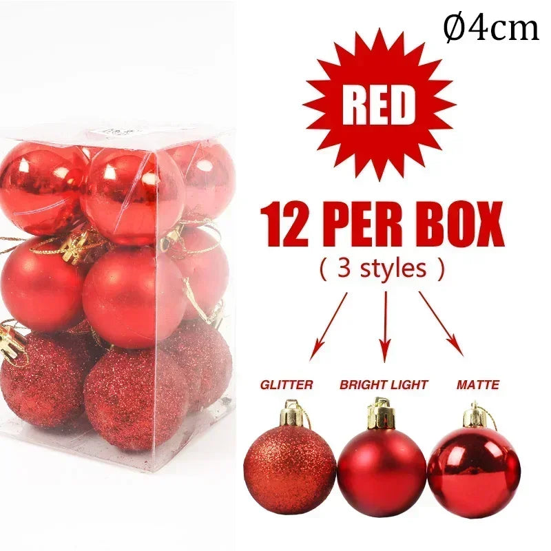 4/6/8cm Christmas Ball Shatterproof Hanging Christmas Baubles Laser and Matte Styles Home Festival Party Xmas Decorative Balls