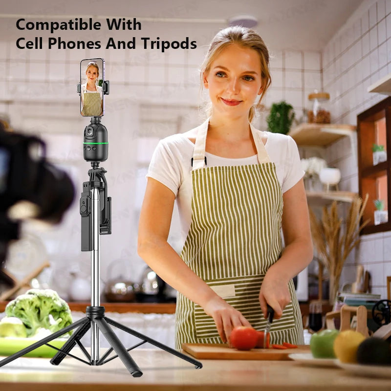 AI Smart Auto Face Tracking Phone Holder – 360° Rotating Gimbal Stand with Gesture Control for iPhone, Android, GoPro & Vlogging (No App Needed)