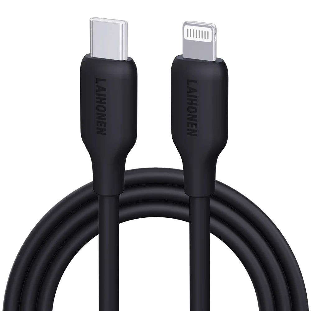 Liquid Silicone USB-C to Lightning Cable – 27W PD Fast Charging Soft Skin-Friendly Cord for iPhone 14/13/12/11 Pro Max, iPad & AirPods