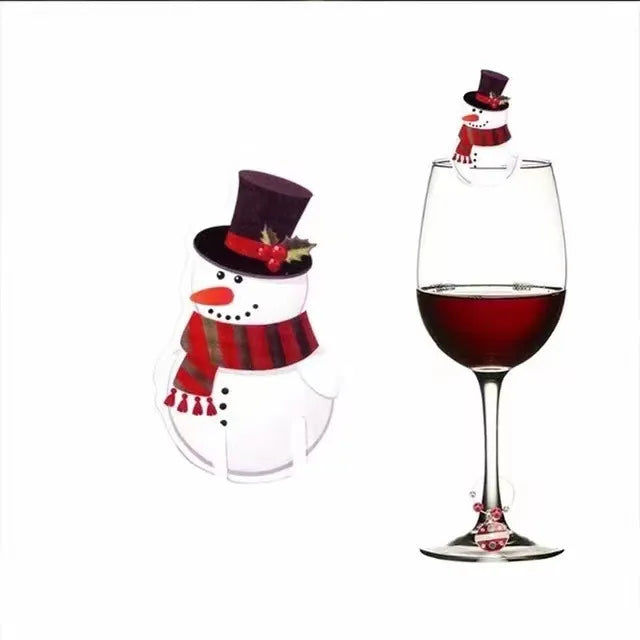 10PCS Christmas Cup Card Santa Hat Wine Glass Decor Ornaments Navidad Noel New Year Gift Home Christmas Decorations