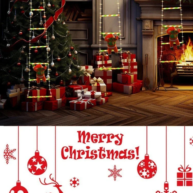 1.5/3M Christmas Decoration LED Santa Claus Climbing Ladder Light USB Plug 8 Flashing Modes Suitable Home Xmas Tree Wall Window
