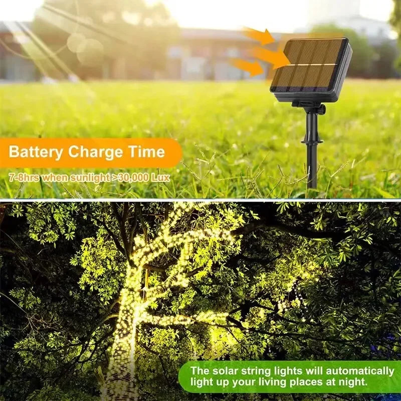 1 2 3 4 5Packs Solar Led Fairy Light Outdoor Christmas Lights 8Modes Copper Wire Lights Waterproof Garden Tree Patio Decor
