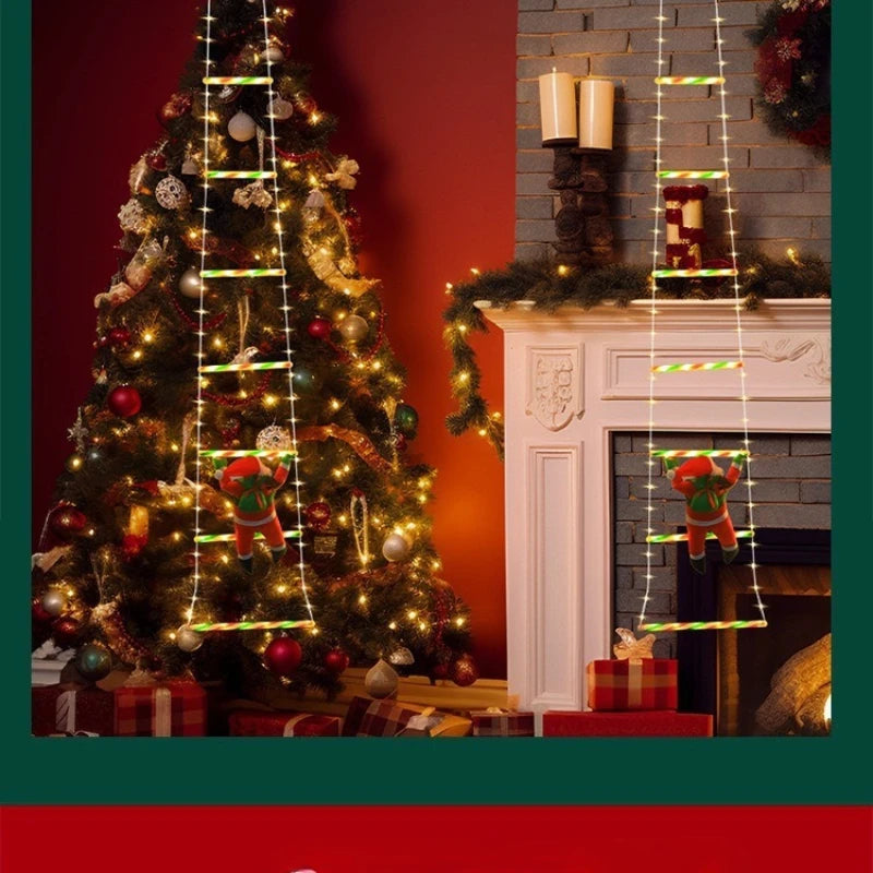 1.5/3M Christmas Decoration LED Santa Claus Climbing Ladder Light USB Plug 8 Flashing Modes Suitable Home Xmas Tree Wall Window