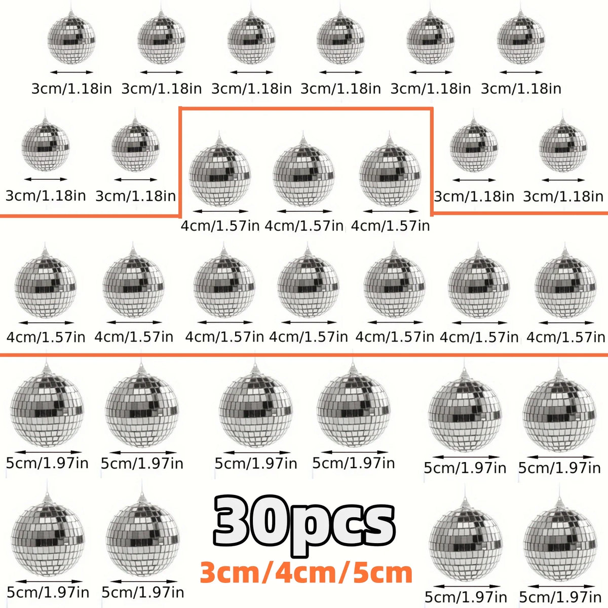 10-30pcs Mini Disco Ball Ornaments Reflective Glass Silver Baubles for Mardi Gras Disco Party Decor Sparkling Christmas DIY Gift
