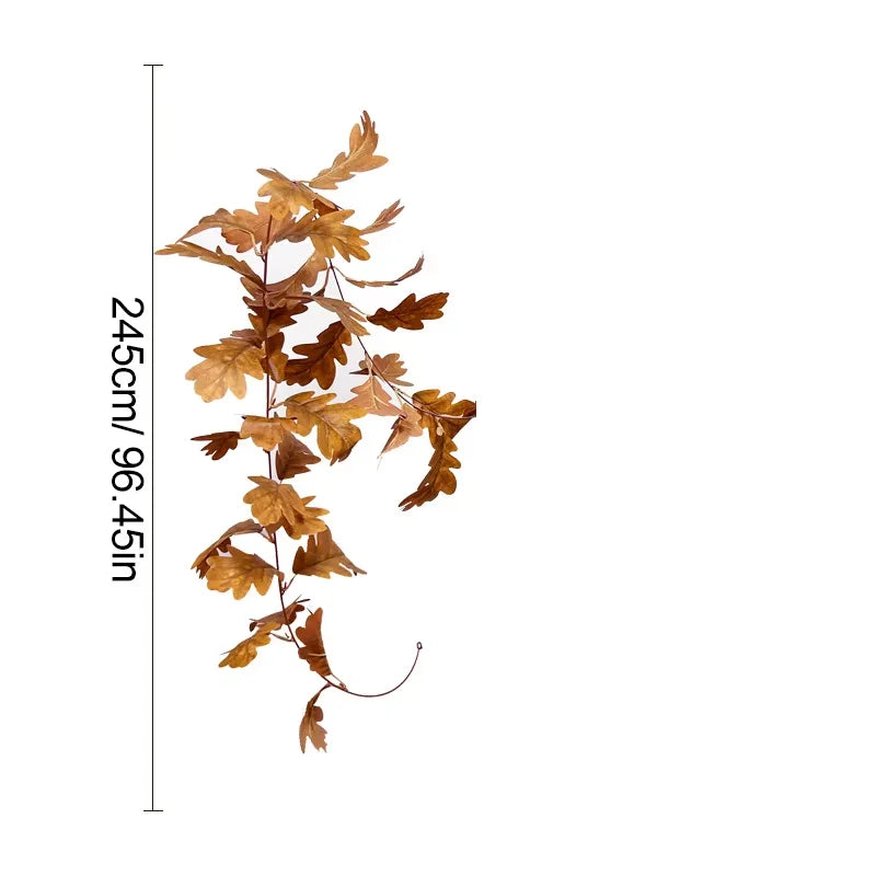 Artificial Oak Leaf Fall Garland, Autumn Vine Garland for Thanksgiving Halloween Farmhouse Fireplace Table Decor ﻿