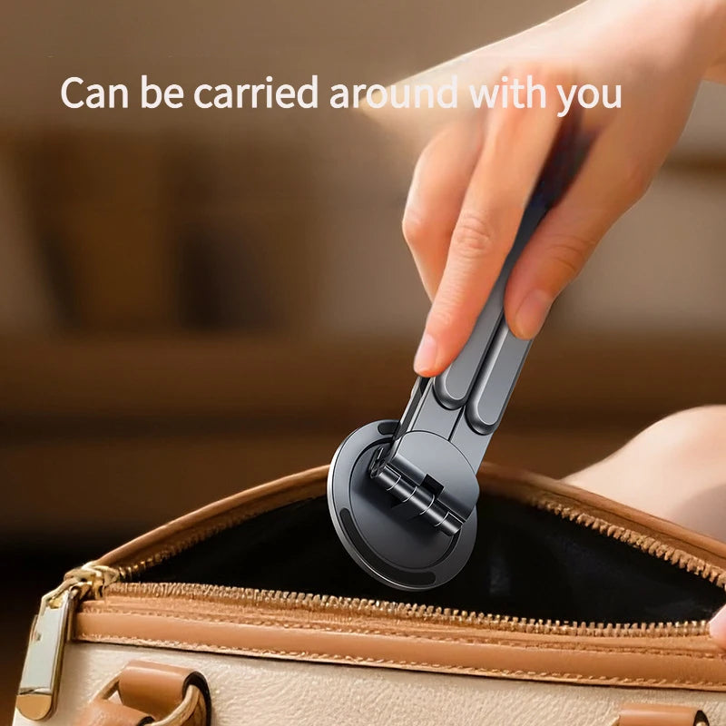 Foldable Aluminum Magnetic Phone Stand – Ultra-Stable MagSafe Desktop Tripod & Travel Phone Holder for iPhone 16/15/14/13 & Android
