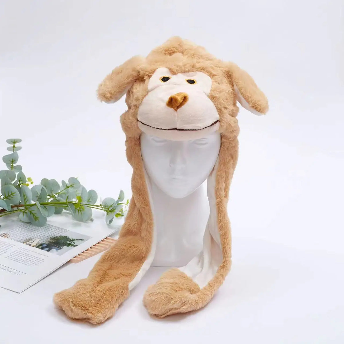 Funny Moving Ears Plush Hat – Airbag Flapping Animal Ear Beanie, Cute Santa, Reindeer & Halloween Cosplay Costume Hat for Kids & Adults