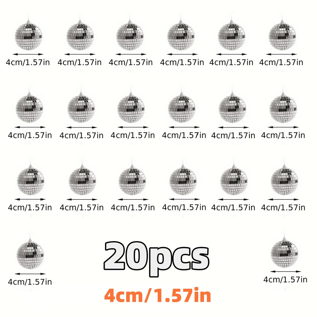 10-30pcs Mini Disco Ball Ornaments Reflective Glass Silver Baubles for Mardi Gras Disco Party Decor Sparkling Christmas DIY Gift