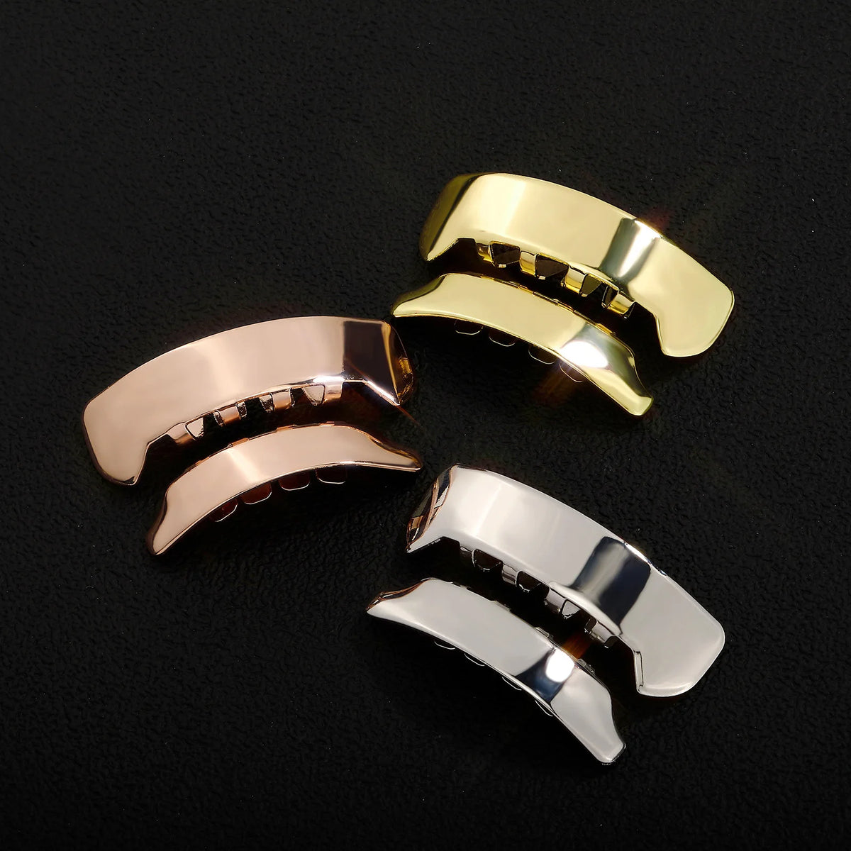 JINAO Hip Hop Smooth Surface 8Teeth Grillz Set Men Women Top&Bottom Shiny Yeh Grill Punk Rapper Christmas