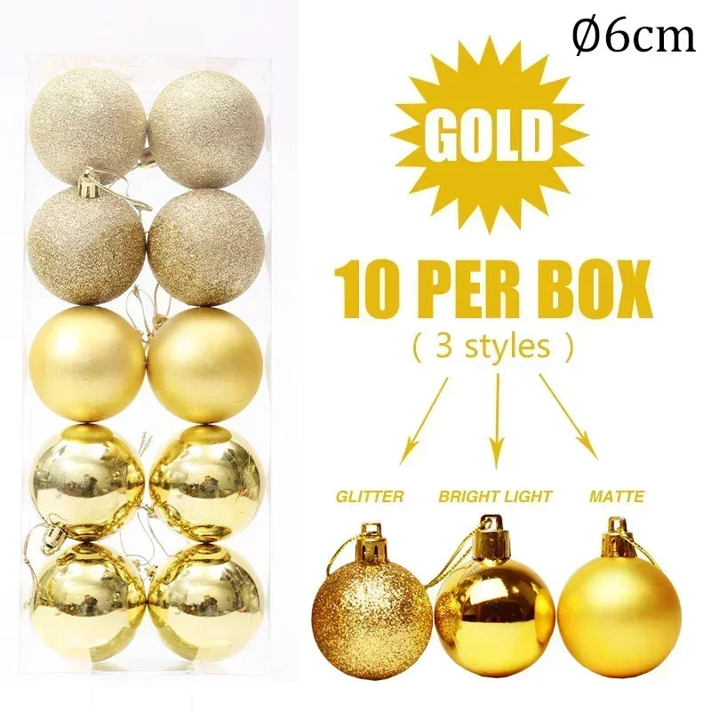 4/6/8cm Christmas Ball Shatterproof Hanging Christmas Baubles Laser and Matte Styles Home Festival Party Xmas Decorative Balls