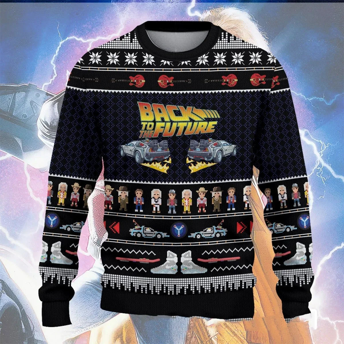 2026 autumn and winter Back To The Future Ugly Christmas sweaters, cartoon anime men's and women's pullovers, sportswear