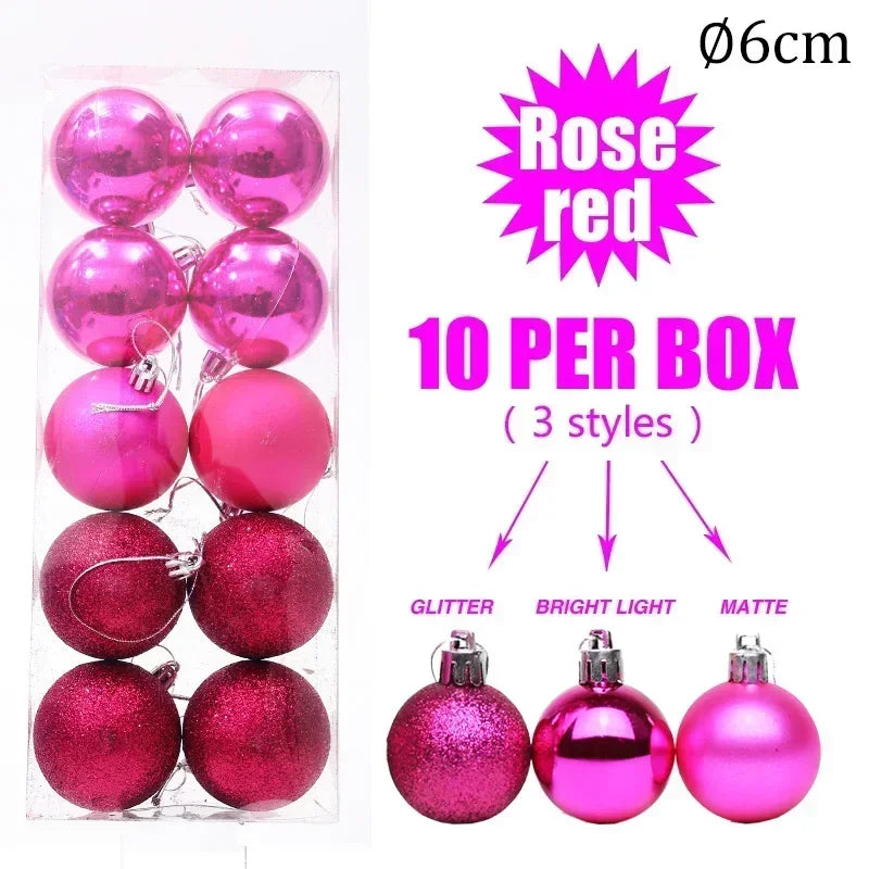 4/6/8cm Christmas Ball Shatterproof Hanging Christmas Baubles Laser and Matte Styles Home Festival Party Xmas Decorative Balls