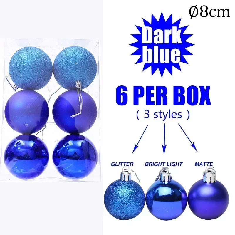4/6/8cm Christmas Ball Shatterproof Hanging Christmas Baubles Laser and Matte Styles Home Festival Party Xmas Decorative Balls