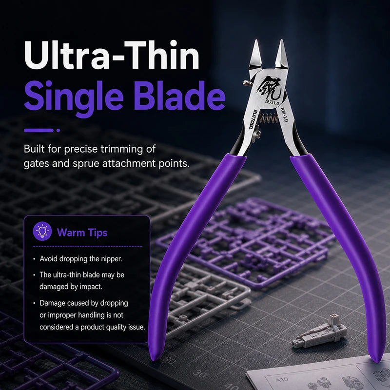 1pc Model Pliers CR-V Ultra-thin Single Blade Gundam Nipper Non-slip Grip Sprue Cutter for Plastic Model Cutting and Building