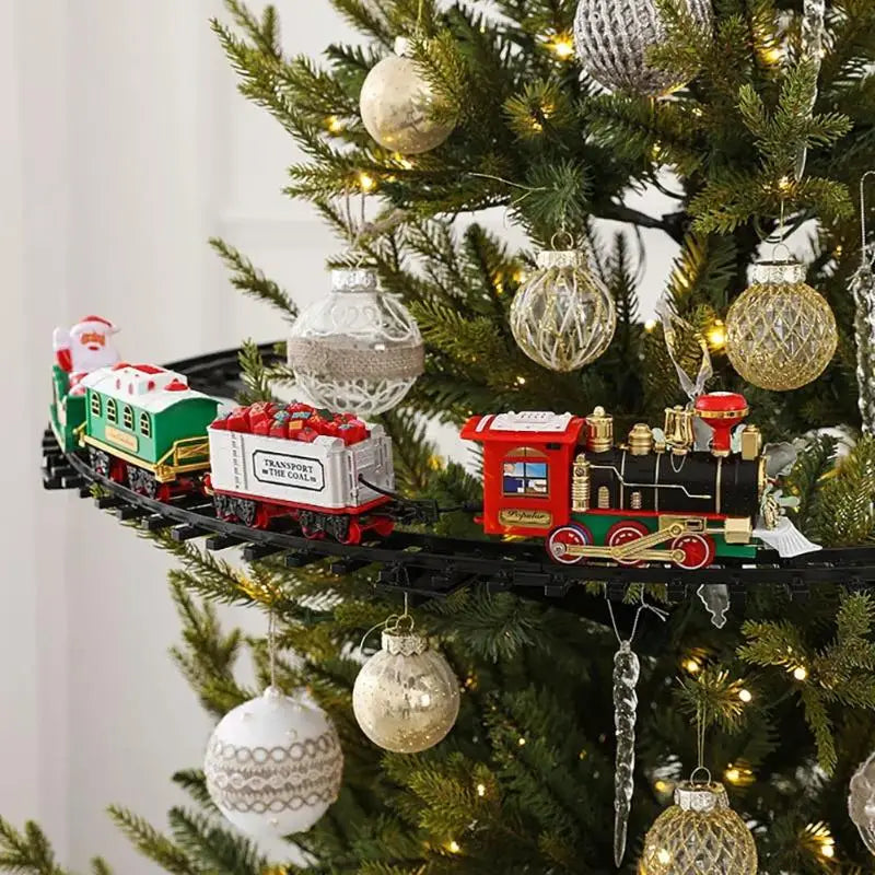 Electric Train Set Christmas Toy with Lights Music Santa Claus Track Kids Holiday Gift Party Decoration Battery Operated Railway